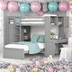 preview thumbnail 2 of 17, Twin Loft Bed with a Stand-alone bed, Shelves, Desk and Wardrobe, Grey