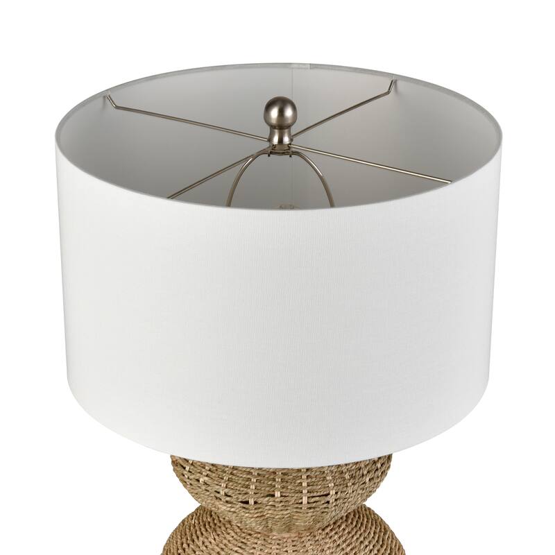 Elk Home Helia Natural With White Linen Drum Shade Table Lamp