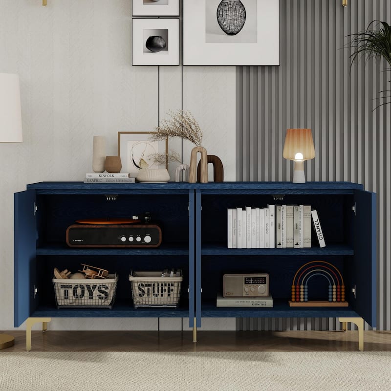 Unique Texture Four-Door Sideboard, Multi-Functional Storage Cabinet