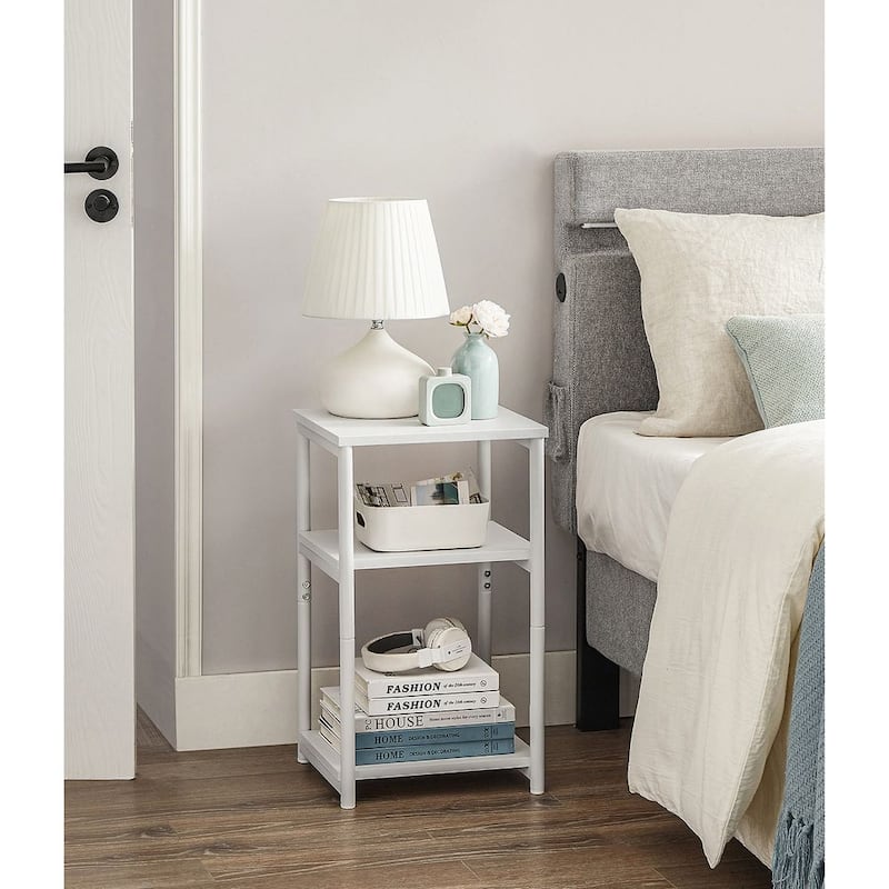 Wood Modern Small End Table with Storage Shelf - 11.8"D x 13.4"W x 22.8"H