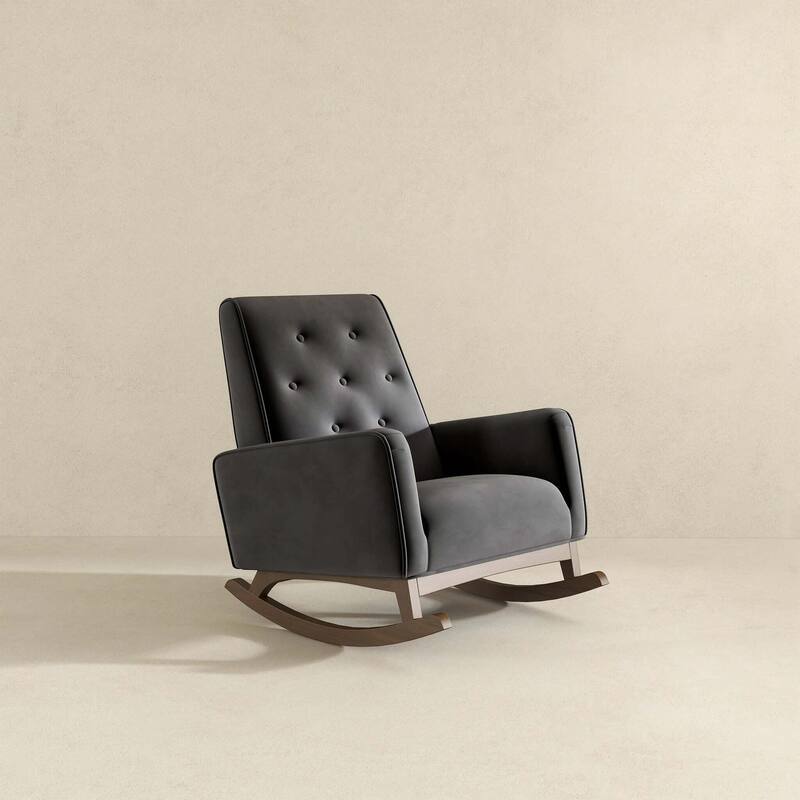 GDFStudio - Demetrius Fabric Solid Wood Rocking Chair for Living Room and Nursery