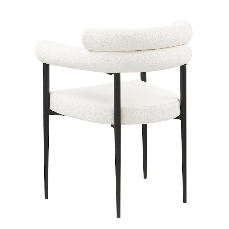 Round Boucle Backrest Sherpa Dining Chair with Metal Legs (Set of 2)