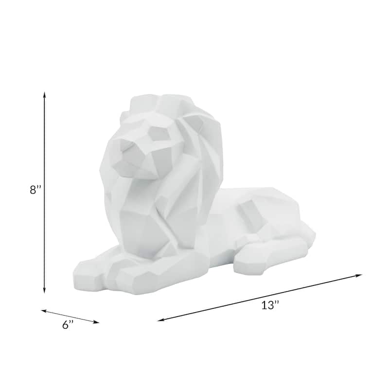 Sagebrook Home Modern Polyresin Geometric Lion Figurine - Stylish Decorative Sculpture for Home Decor - 13" x 6" x 8"