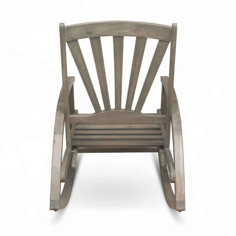 Outdoor Acacia wood Rocking Chair with Retractable foot panel,Grey