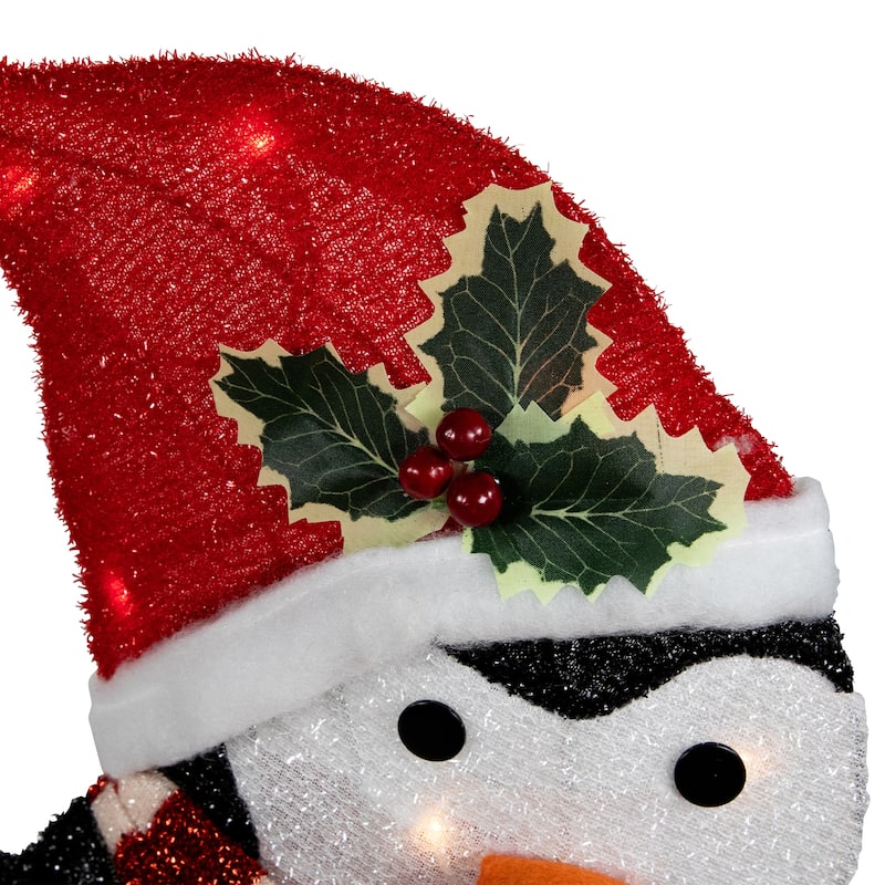 41.25" Lighted Ice Skating Polar Bear and Penguin Outdoor Christmas Decoration - Red
