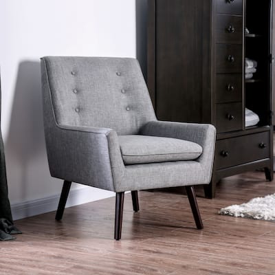 Valla Modern Wood Button Tufted Flared Arms Accent Chair by Carson Carrington