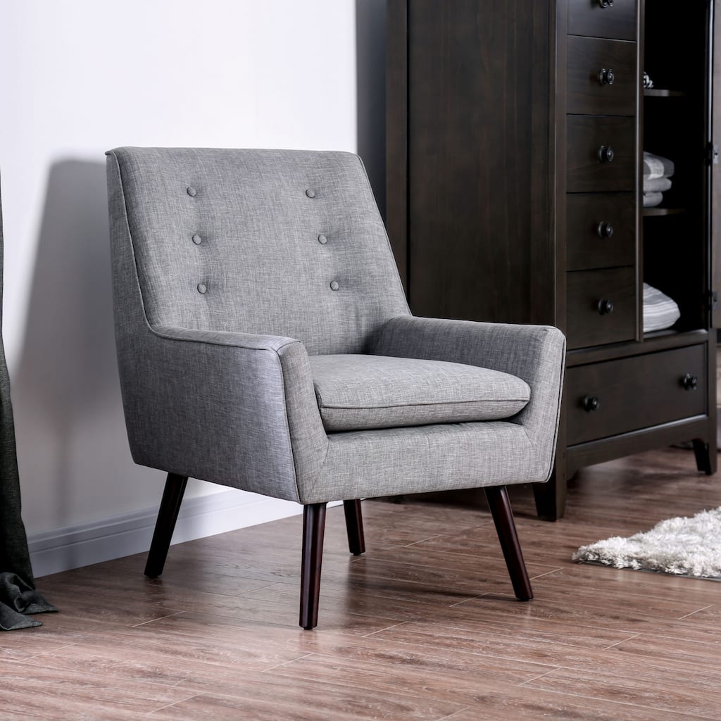 Valla Modern Wood Button Tufted Flared Arms Accent Chair by Carson Carrington