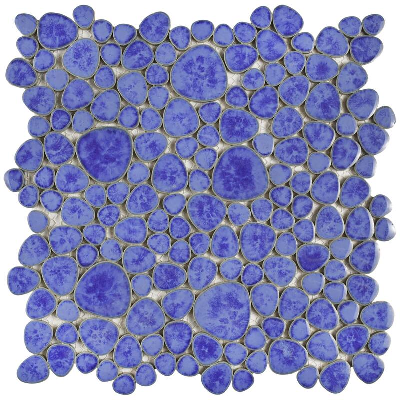 Merola Tile Pebble Blue Cloud 10-3/4" x 10-7/8" Porcelain Floor and Wall Tile