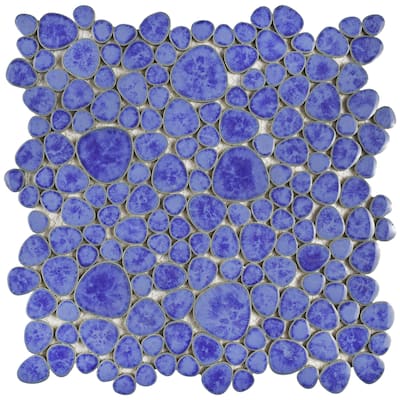 Merola Tile Pebble Blue Cloud 10-3/4" x 10-7/8" Porcelain Floor and Wall Tile