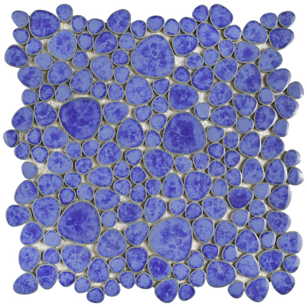 Merola Tile Pebble Blue Cloud 10-3/4" x 10-7/8" Porcelain Floor and Wall Tile