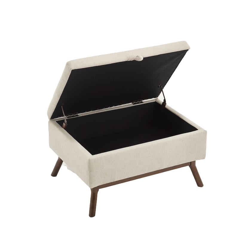 Mid-century Modern Square Coffee Table, Storage Ottoman with Flip Top, Shoe Bench with Hidden Storage Compartment