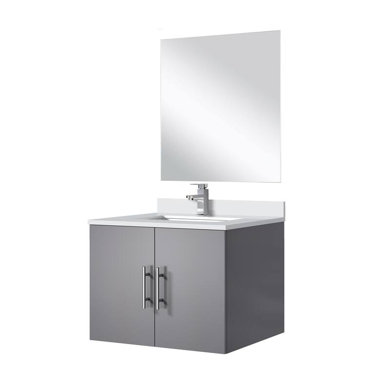 Bathroom Vanity Set with Marble Top, Single Hole Faucet, Mirror Included, Stainless Steel