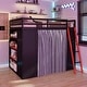 preview thumbnail 16 of 64, Wood Full Size Loft Bed with Blackout Curtains and RGB Lights, Gaming Loft Bed with Desk & Shelves Red+Black - Full