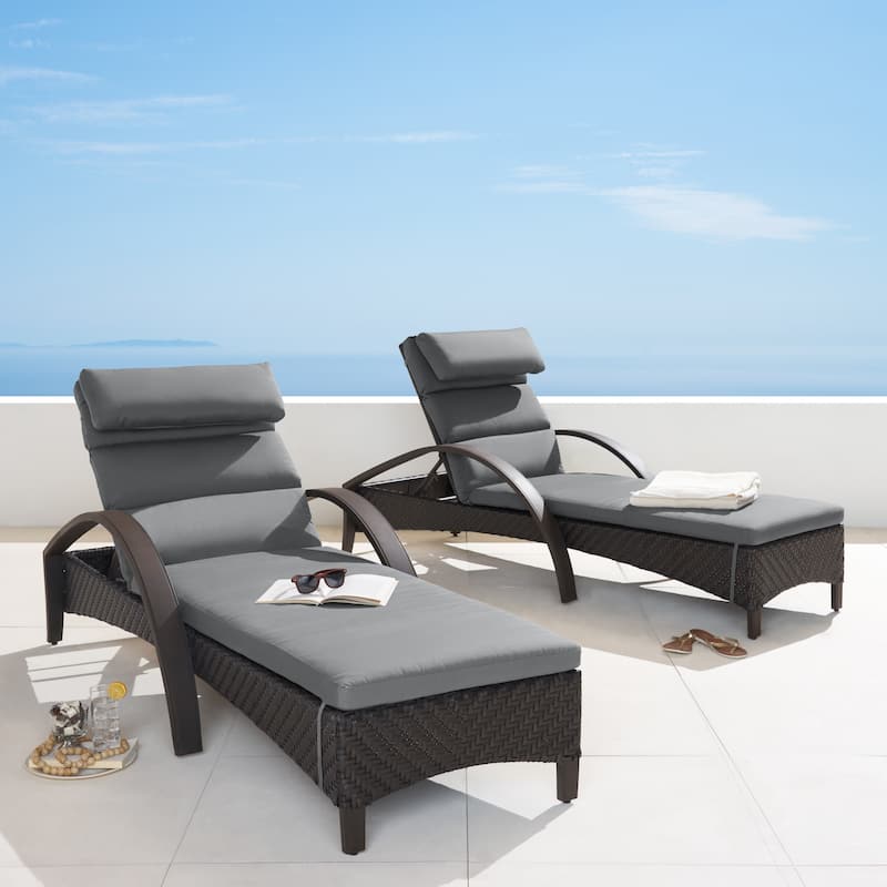 Barcelo 2 Piece Sunbrella Outdoor Patio Chaise Lounges Set