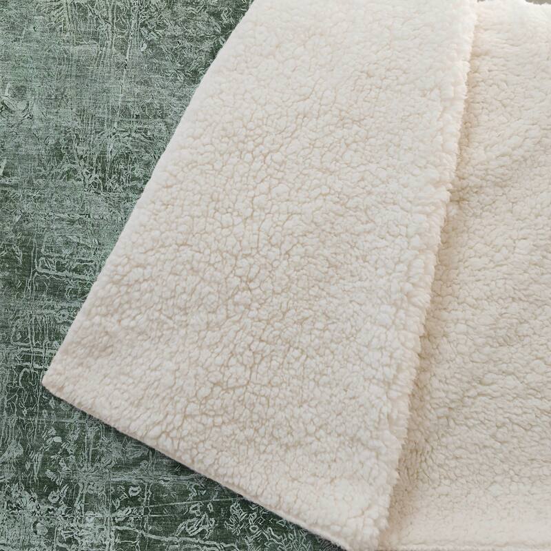 Premium Machine Washable Solid Imprints Sherpa Throw Blanket