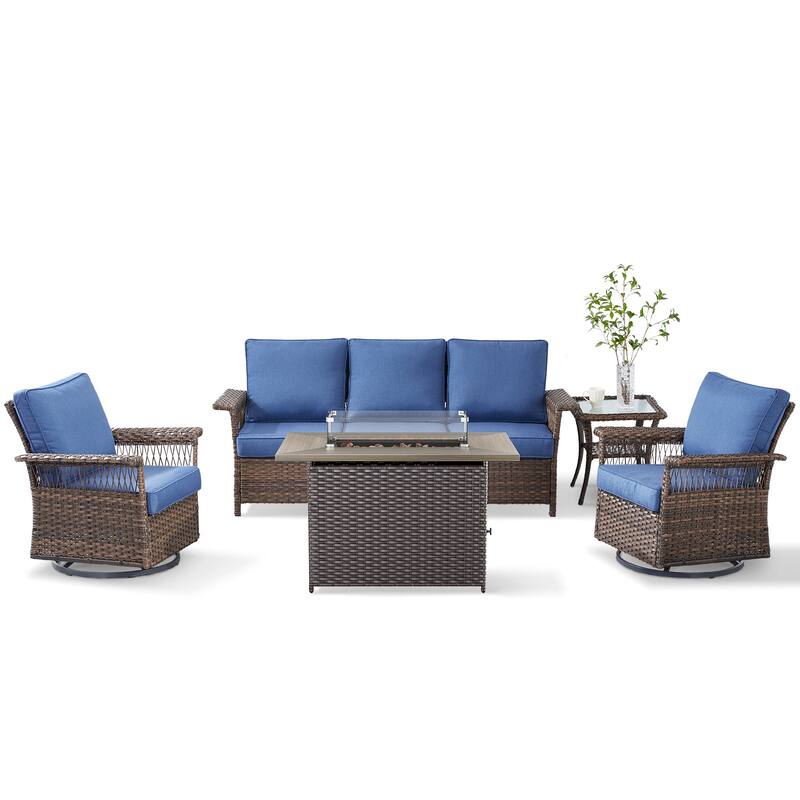 Pocassy 41 in Fire Pit Table with Patio Sofa Chair Funiture