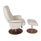 preview thumbnail 2 of 1, Contemporary Off White Taupe Swivel Recliner and Ottoman Set