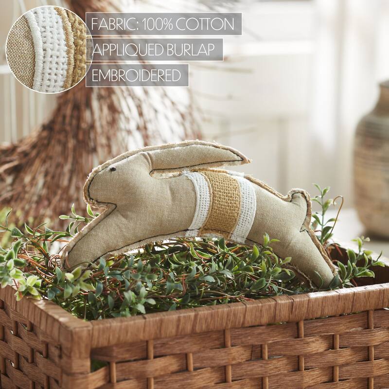 Spring In Bloom Leaping Bunny Pillow 6.6x10 - Tan