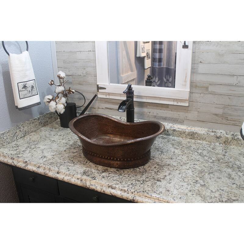 20-in Bath Tub Vessel Hammered Copper Sink (VBT20DB)