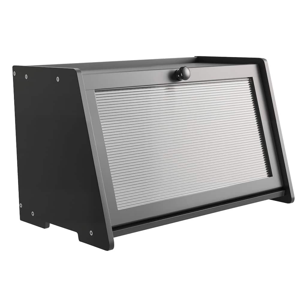 Black Classic Ample Storage Space Bread Box with Acrylic Door and Ventilated Non-Slip Base - 16.54" x 9.84" x 10.24"