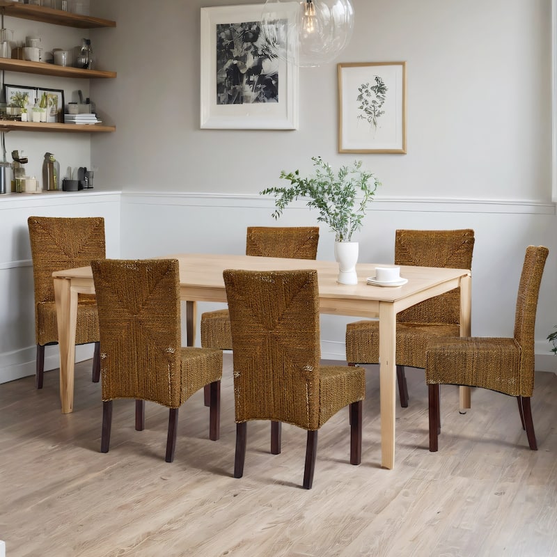 Bohemian 18.7" Wide Weave Seagrass Rattan Dining chairs with High Back - 18.7"W x 20.5"L x 36"H