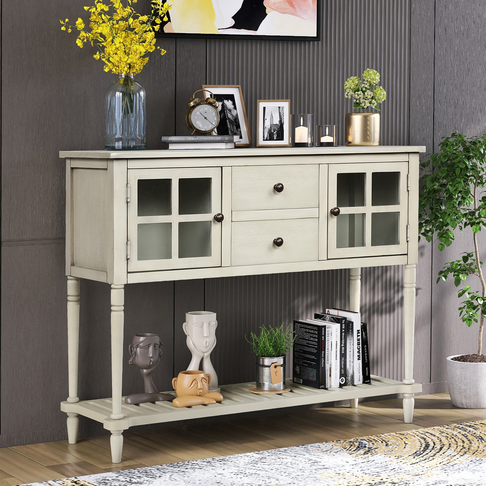 Glass front sale console cabinet