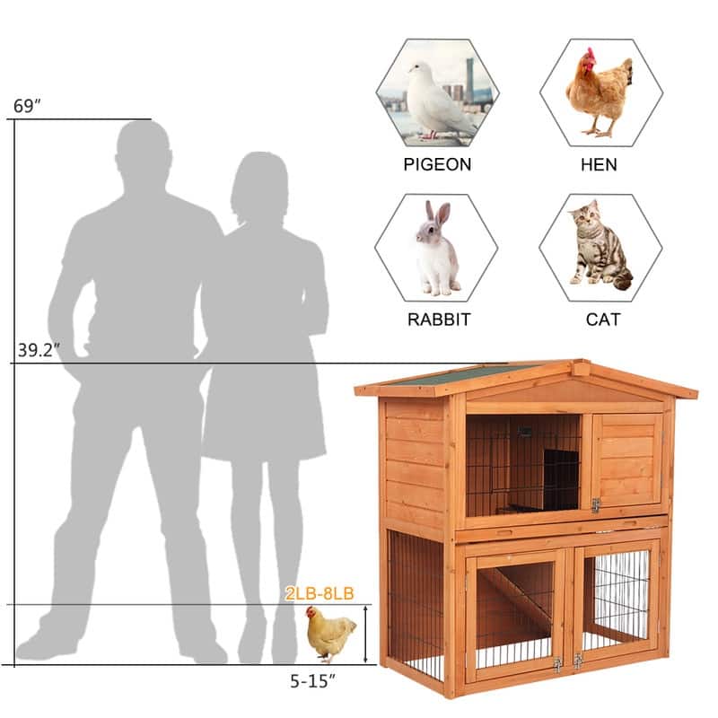 40" Triangle Roof Waterproof Wooden Chicken Coop