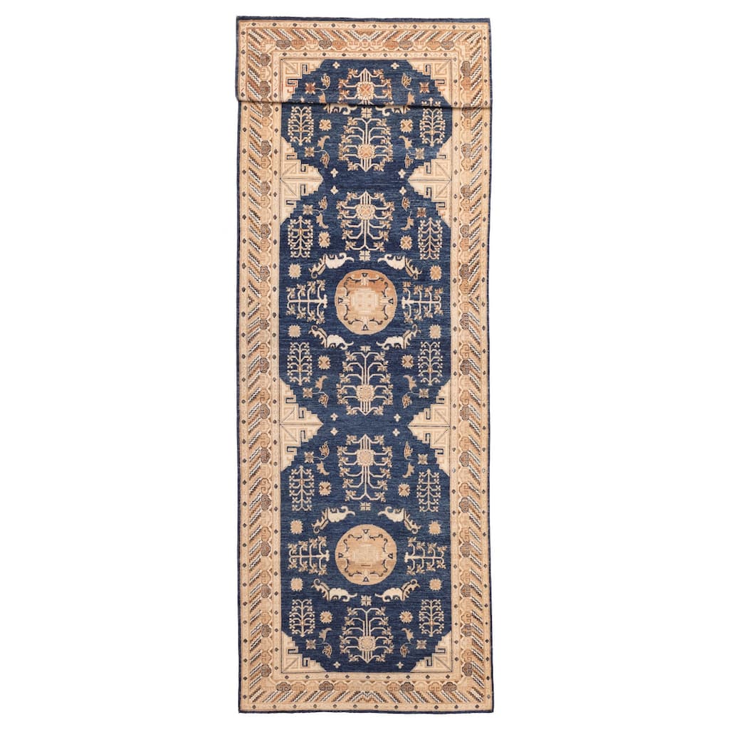 ECARPETGALLERY Hand-knotted Peshawar Oushak Navy Wool Rug - 5'0 x 16'6