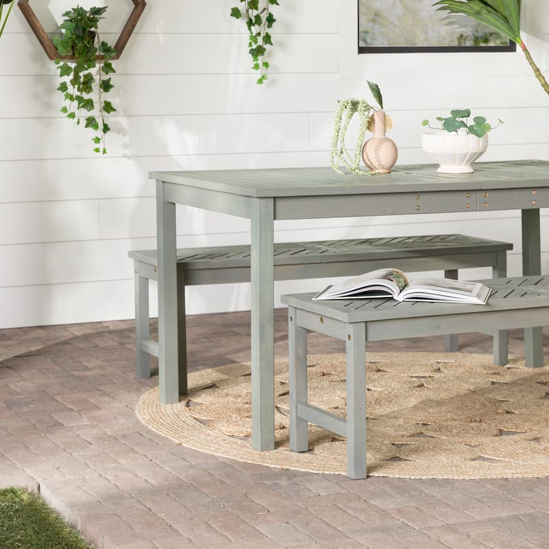 Walker Edison Elephant Point 3-Piece Acacia Outdoor Dining Set