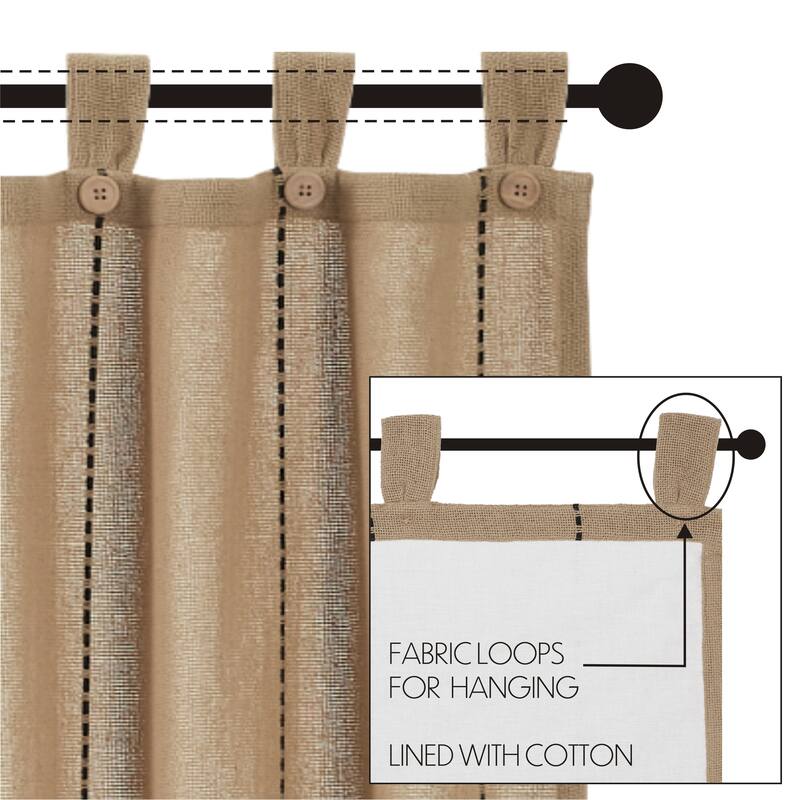 Stitched Burlap Natural Valance 16x72 - M