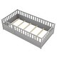 preview thumbnail 11 of 11, Grey Twin Size Pine Wood Floor Bed with Full-length Guardrail