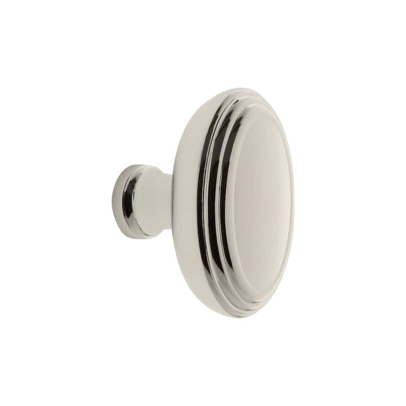 Grandeur ANNE-BRASS-KNOB Anneau 1-3/4" Solid Metal Classic Flat Oval - Polished Nickel