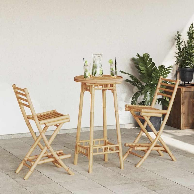 vidaXL Outdoor Bar Set Natural Bamboo Bamboo Medium Foldable
