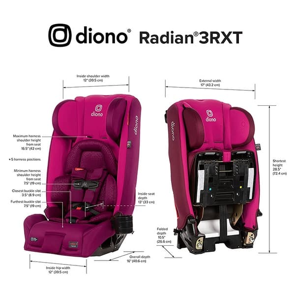 Diono Radian 3RXT Slim Fit Steel Core 4 in 1 Convertible Car Seat, Purple Plum - 28.1