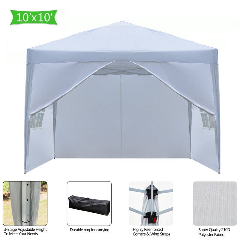 10x10FT Two Doors & Two Windows Practical Waterproof Right-Angle Folding Tent White - 10X10