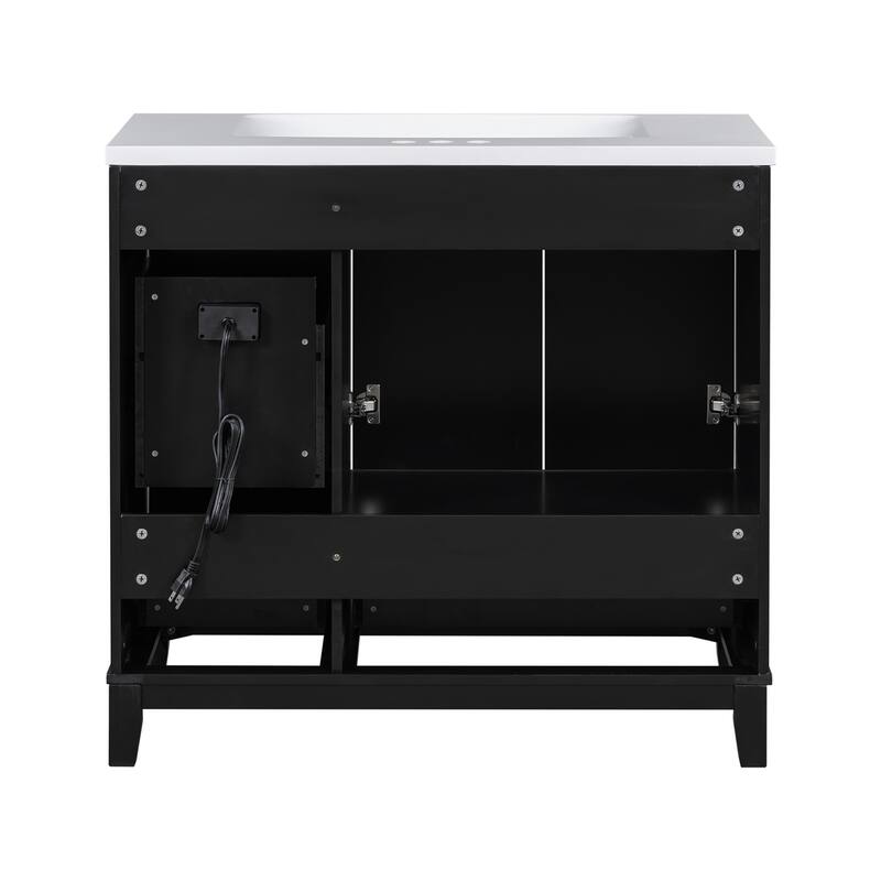 36" Bathroom Vanity with USB Charging, 3 Drawers(Faucets Not Included)