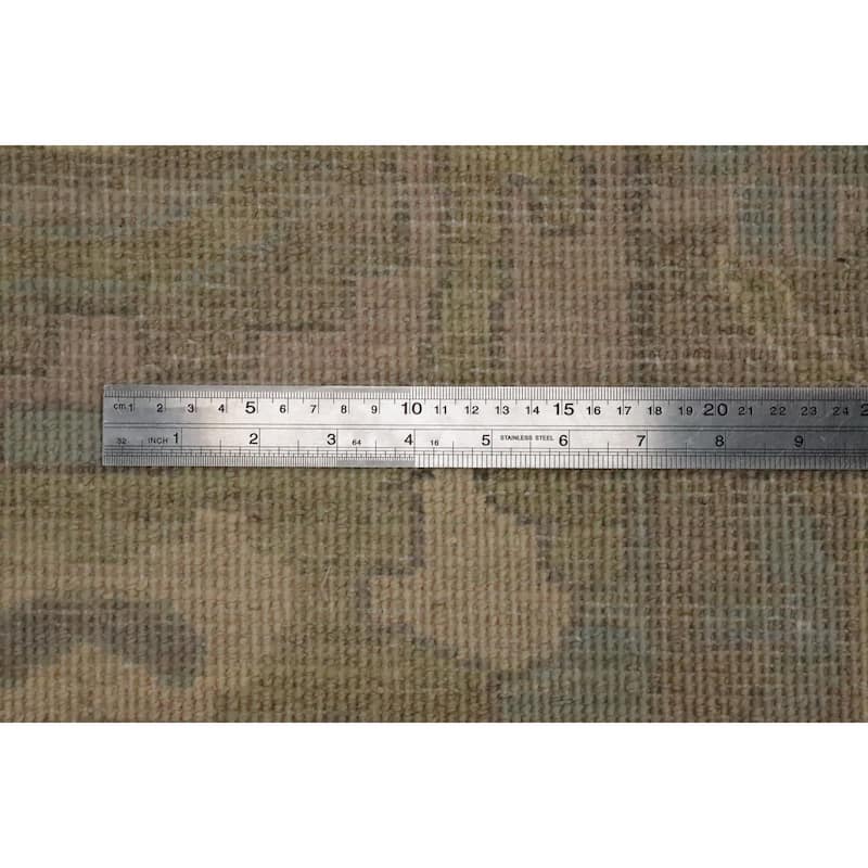 Hand Knotted Oriental 100% Wool Carpet Transitional All-Over Greys & Charcoal Oushak Area Rug - 9' 11'' X 7' 10''