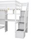 preview thumbnail 14 of 15, White L-Shaped Pine Wood Bookcase Platform Bed with Desk & Cabinets, Twin over Twin Bunk Bed with Storage Staircase, Guardrail