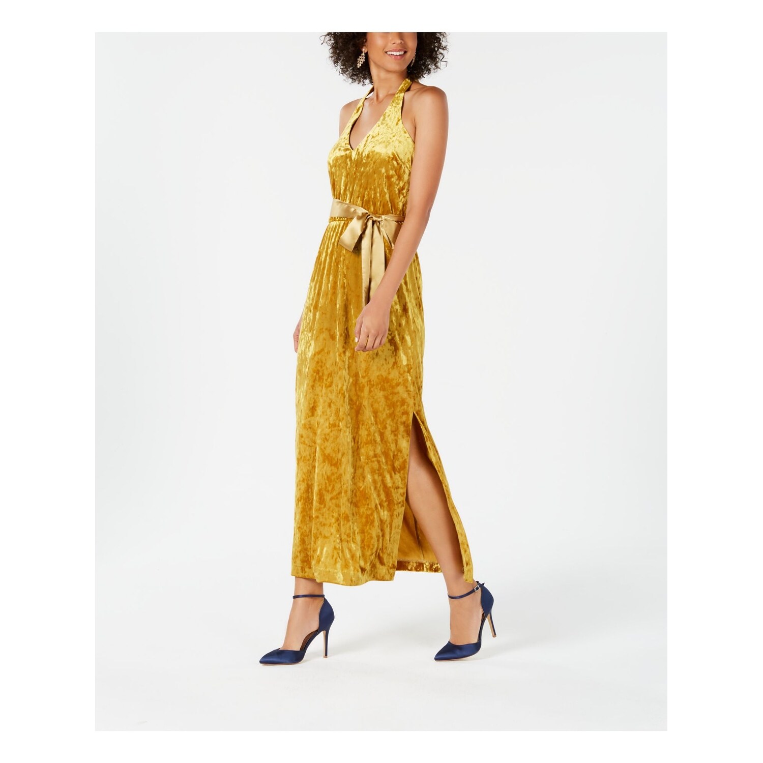 yellow sleeveless maxi dress