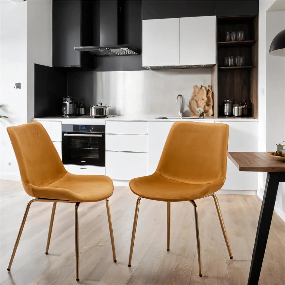 Modern Velvet Dining Chair with Metal Frame and Legs (Set of 2)