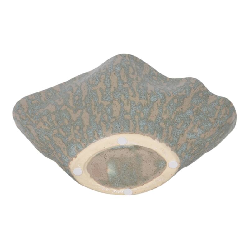 Ceramic Decorative Bowl Wavy Rim Speckled Glaze Capri Finish - 7" Blue - 14" x 7" x 7"
