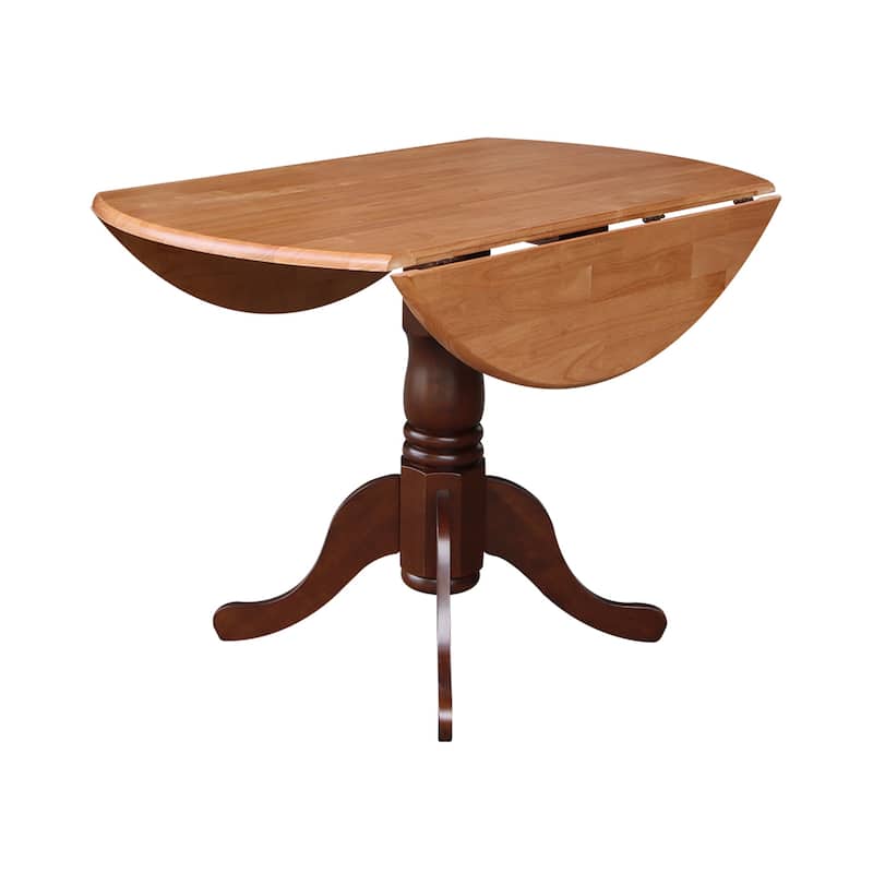 Round Pedestal Base Solid Wood 42-inch Drop-leaf Dining Table