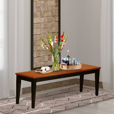 East West Furniture Nicoli Dining Room Bench with Wood Seat, 54x15x17 Inch, (Finish Options)