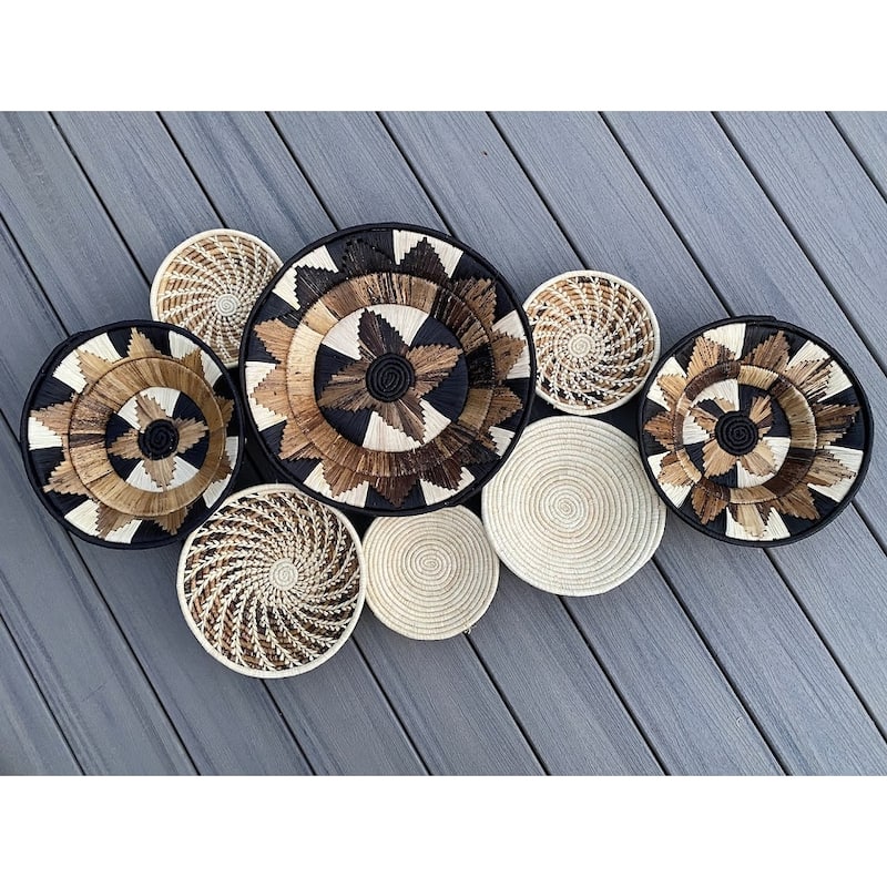 Set Of 8 Natural Color Wall Hanging Baskets 7.5"-12"
