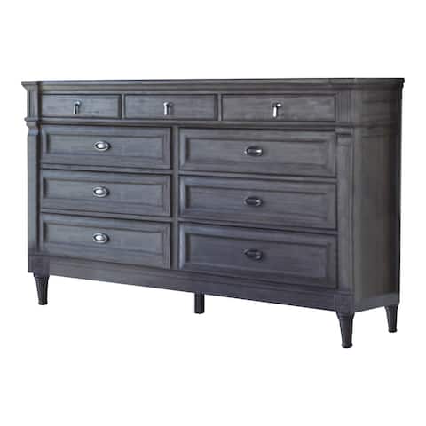 9 Drawers Dresser With Metal Handles in French Grey