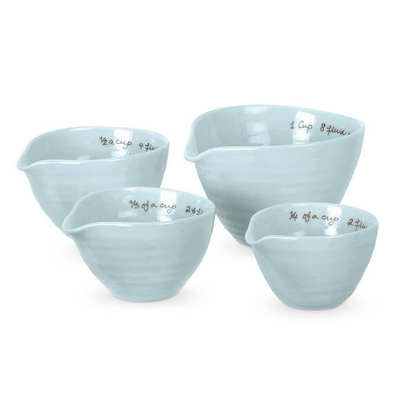 Portmeirion Sophie Conran White Measuring Cups, Set of 4 - 1, ½, ⅓, ¼ c - Celadon Blue