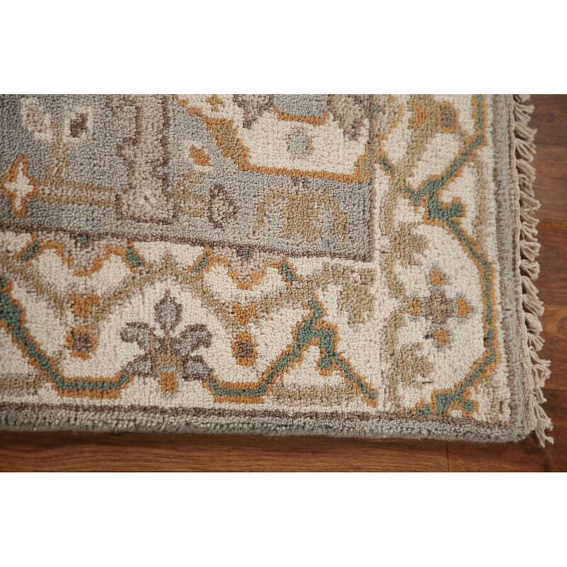 All-Over Oushak Oriental Runner Rug Hand-knotted Wool Carpet - 2'8"x 9'11"