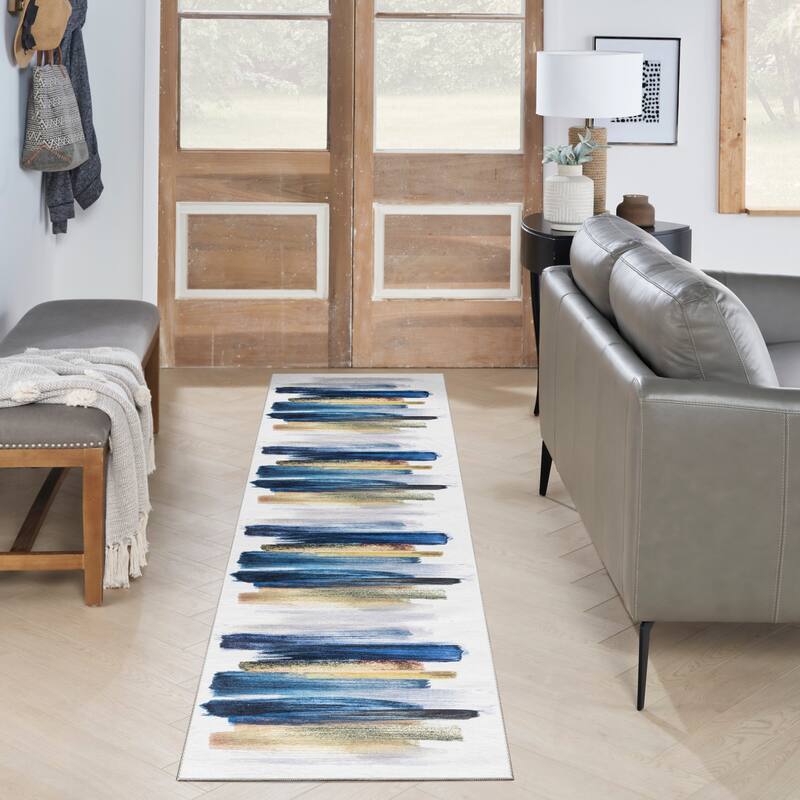 Nourison Washables Indoor Multicolored Abstract Area Rug