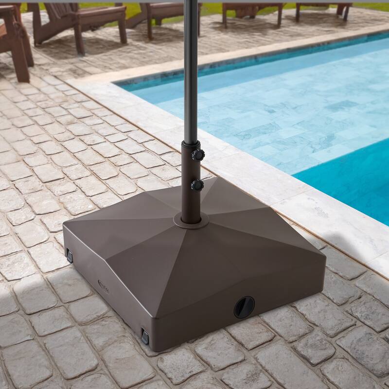 Fillable Mobile Umbrella Base Stand w Wheels for Patio Lawn Deck - 24"