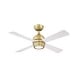 preview thumbnail 1 of 10, Fanimation Kwad 44 inch Indoor Ceiling Fan with LED Light Kit and Remote - Brushed Satin Brass with Matte White Blades